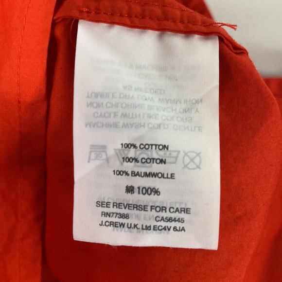 J.Crew Red Poplin Off the Shoulder Top Size 8 - Picture 6 of 7